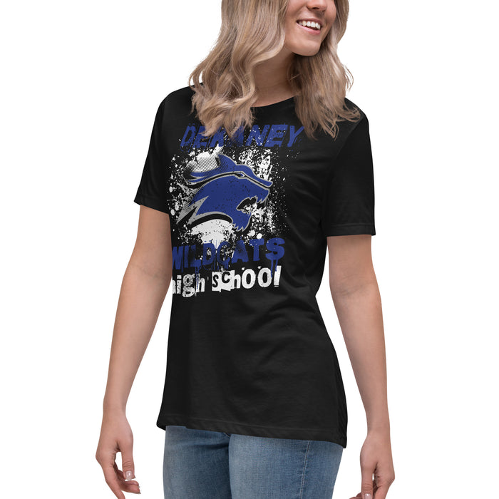 Side view of Dekaney High School Wildcats Women's Black T-shirt 205