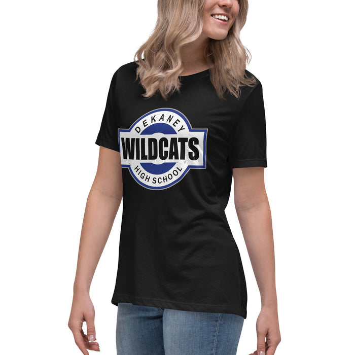Side view of Dekaney High School Wildcats Women's Black T-shirt 011