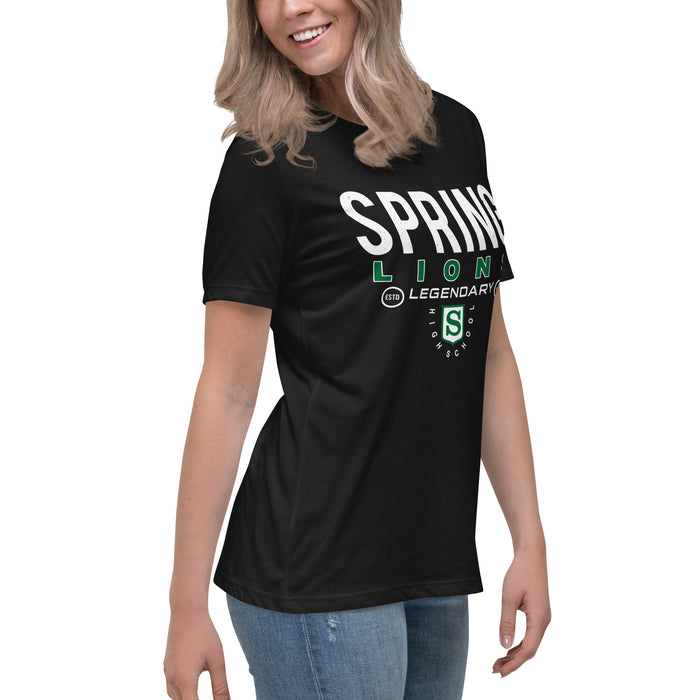 Side view of Spring High School Lions Women's Black Relaxed T-shirt 003