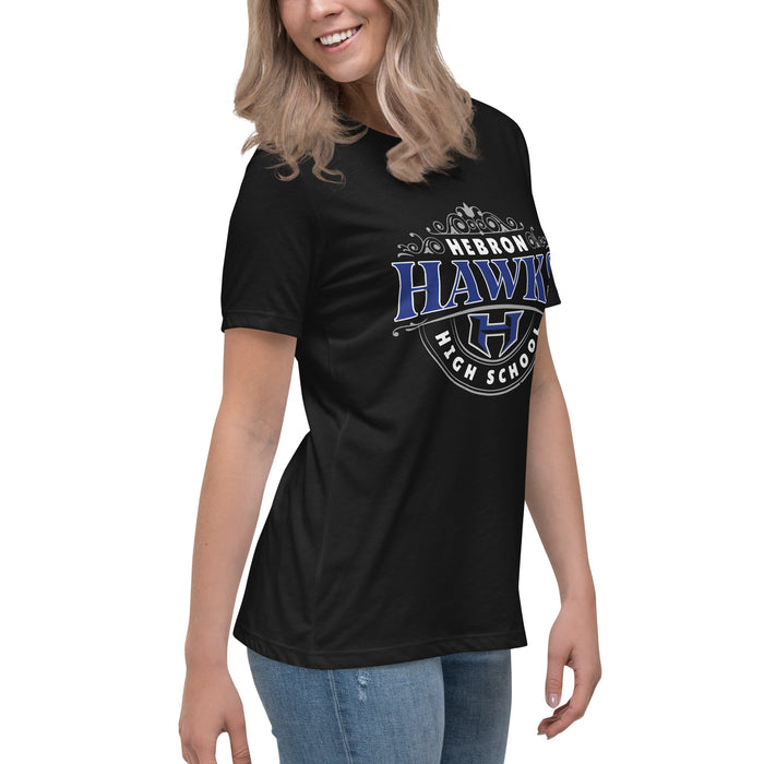 Side view of Hebron High School Hawks Women's Relaxed Fit T-shirt 211