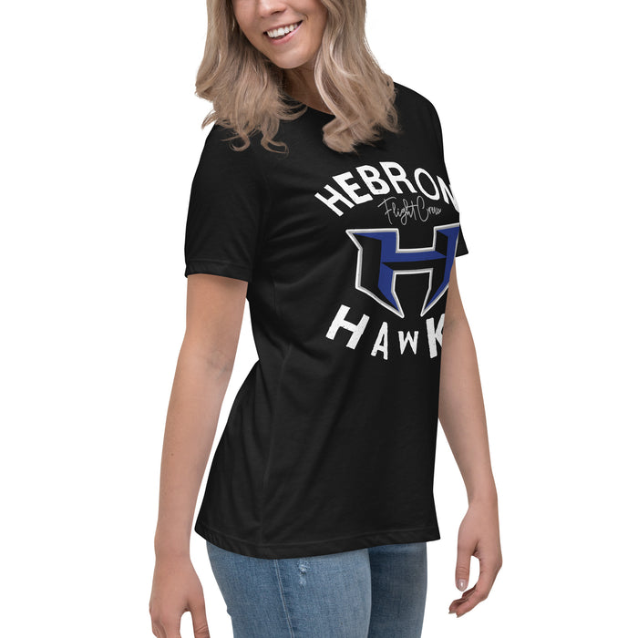 Side view of Hebron High School Hawks Women's Relaxed Fit T-shirt 228