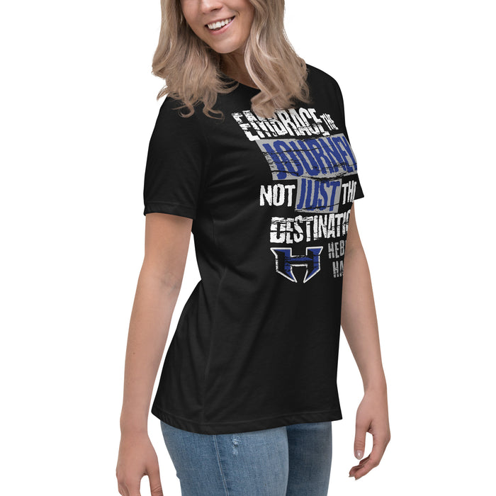 Side view of Hebron High School Hawks Women's Relaxed Fit T-shirt 232