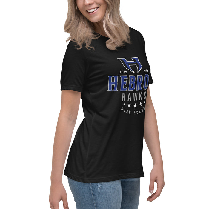 Side view of Hebron High School Hawks Women's Relaxed Fit T-shirt 217