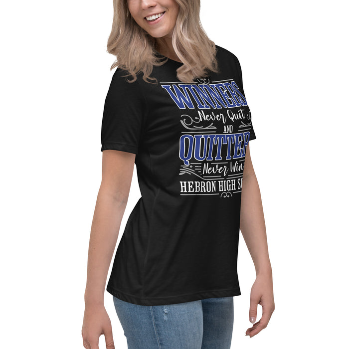 Side view of Hebron High School Hawks Women's Relaxed Fit T-shirt 237