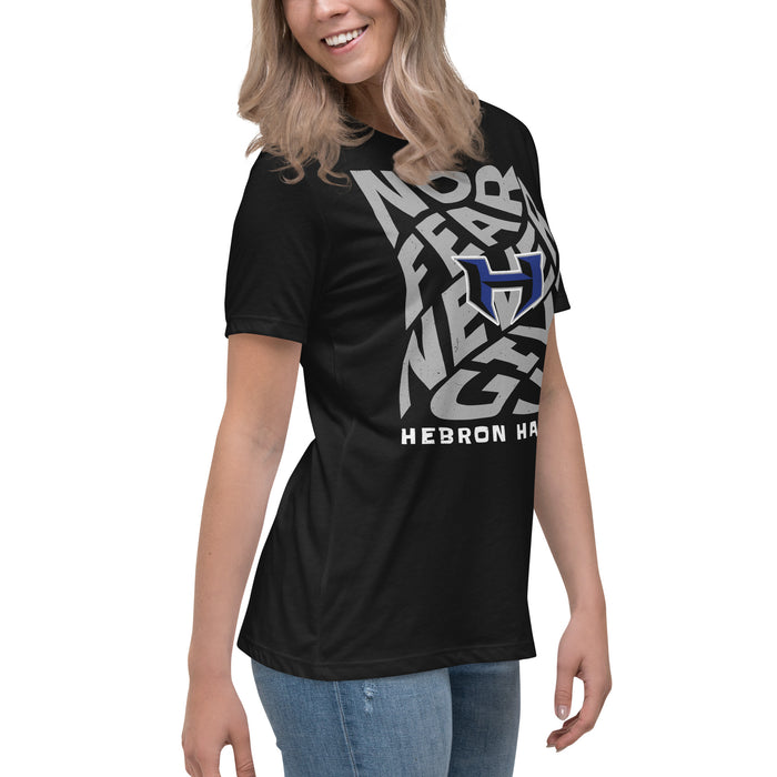 Side view of Hebron High School Hawks Women's Relaxed Fit T-shirt 236