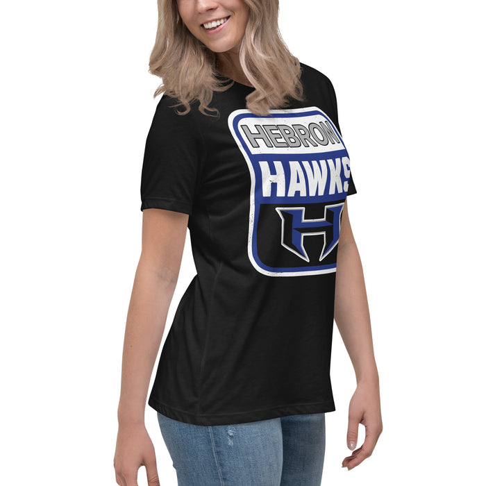 Side view of Hebron High School Hawks Women's Relaxed Fit T-shirt 001