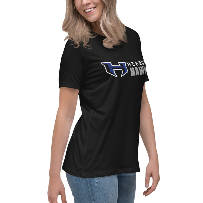Side view of Hebron High School Hawks Women's Relaxed Fit T-shirt 200