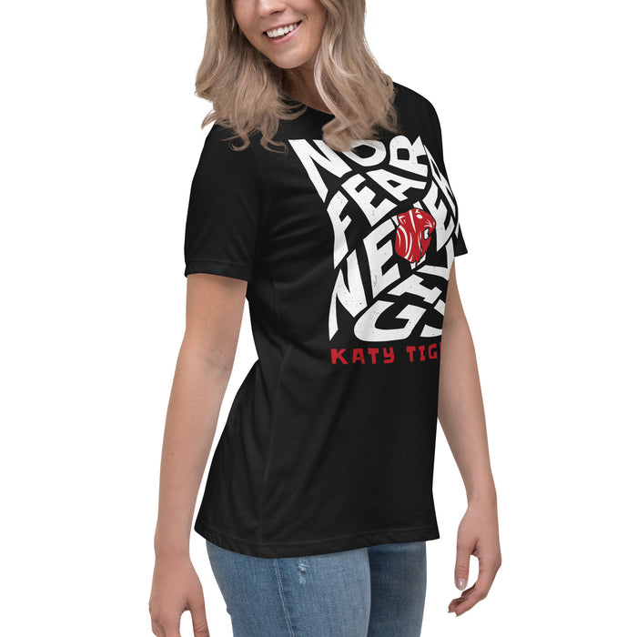 Side view of Katy High School Tigers Women's Relaxed Fit T-shirt 236