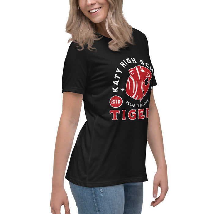 Side view of Katy High School Tigers Women's Relaxed Fit T-shirt 208