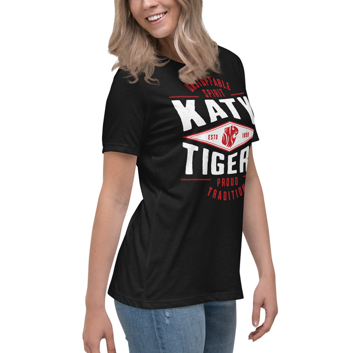 Side view of Katy High School Tigers Women's Relaxed Fit T-shirt 210