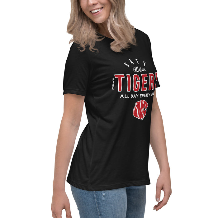 Side view of Katy High School Tigers Women's Relaxed Fit T-shirt 040