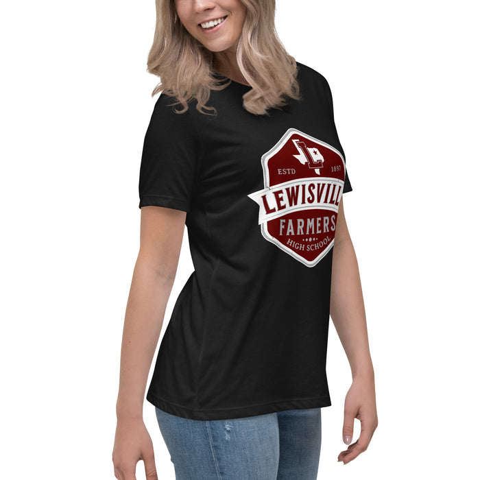 Side view of Lewisville High School Farmers Women's Relaxed Fit T-shirt 209