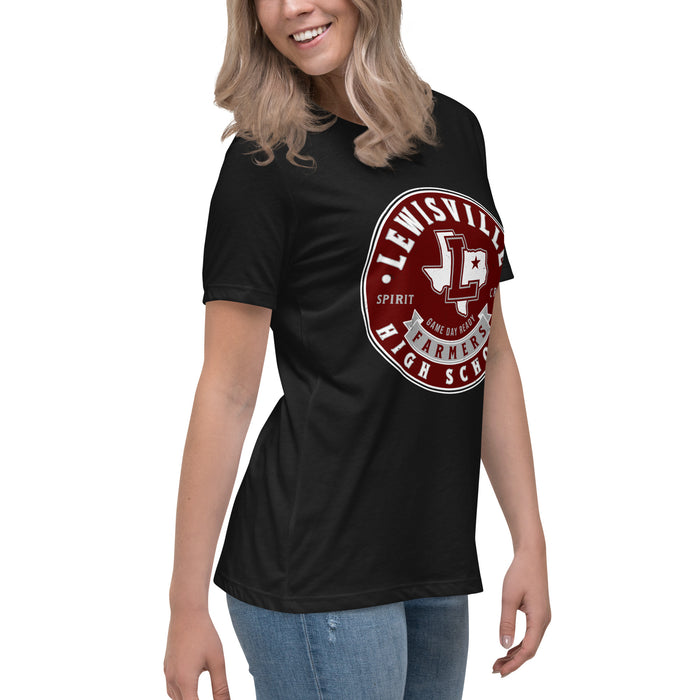 Side view of Lewisville High School Farmers Women's Relaxed Fit T-shirt 215