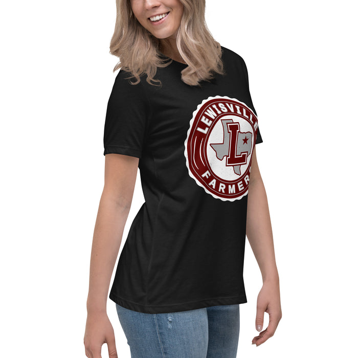 Side view of Lewisville High School Farmers Women's Relaxed Fit T-shirt 216
