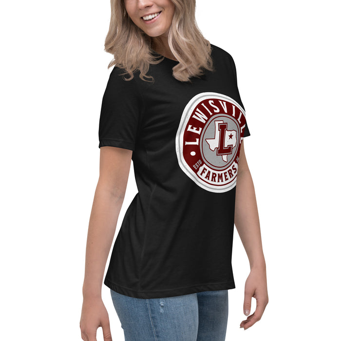 Side view of Lewisville High School Farmers Women's Relaxed Fit T-shirt 220