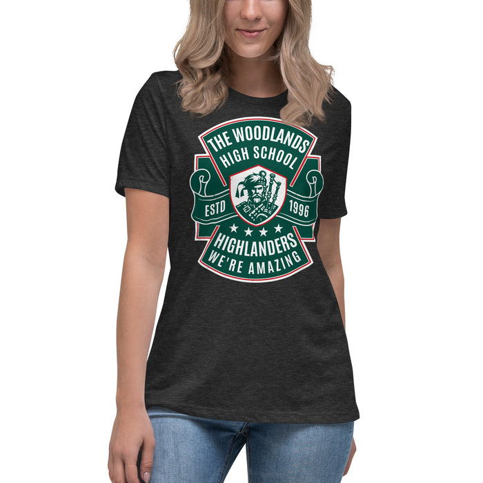 The Woodlands High School Highlanders Dark Grey Heather Women's T-shirt 208