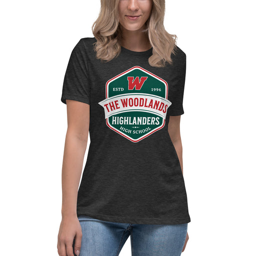 The Woodlands High School Highlanders Dark Grey Heather Women's T-shirt 206