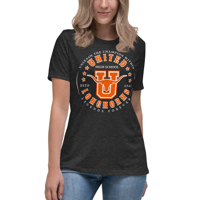 United High School Longhorns Women's Dark Grey T-shirt 214