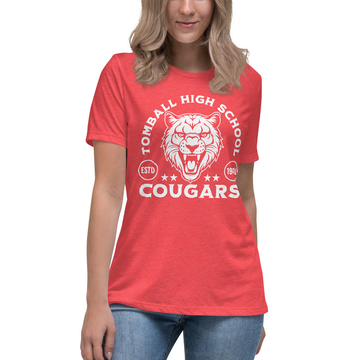 Tomball High School Cougars Women's Red Heather T-shirt 208