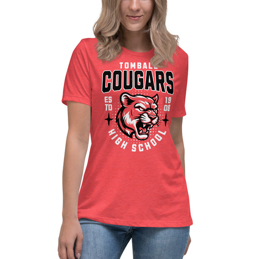 Tomball High School Cougars Women's Red Heather T-shirt 204