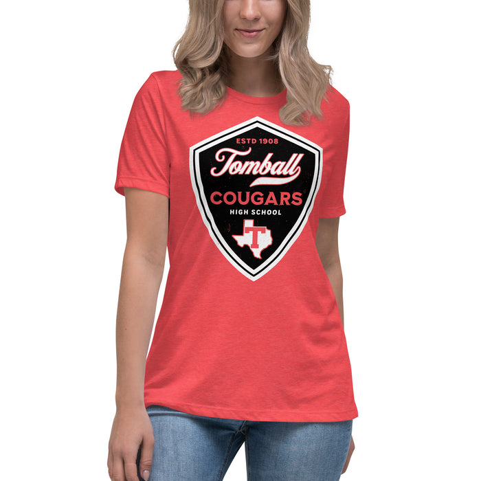 Tomball High School Cougars Women's Red Heather T-shirt 225