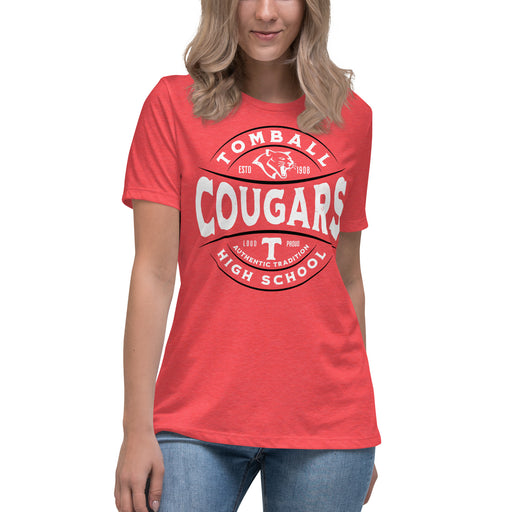 Tomball High School Cougars Women's Red Heather T-shirt 218