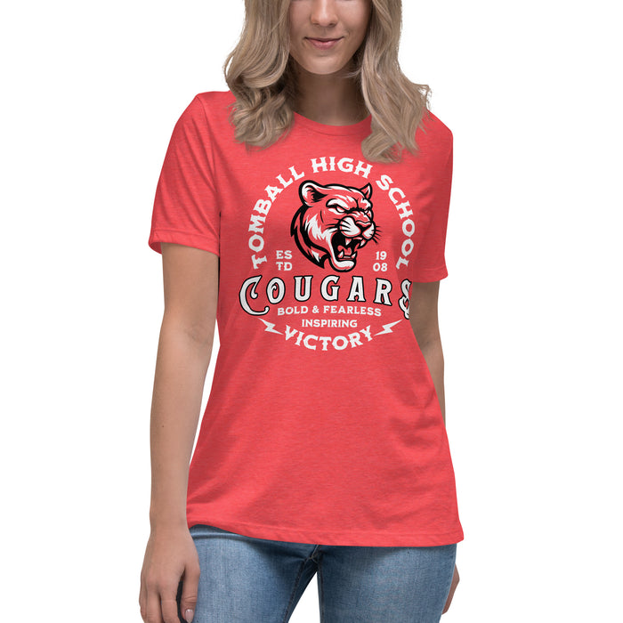 Tomball High School Cougars Women's Red Heather T-shirt 206