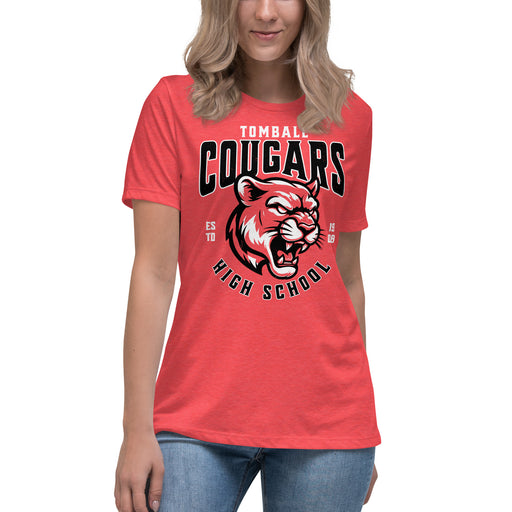 Tomball High School Cougars Women's Red Heather T-shirt 213