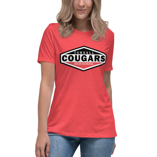 Tomball High School Cougars Women's Red Heather T-shirt 009