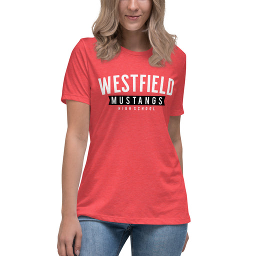 Westfield High School Mustangs Women's Heather Red T-shirt 021