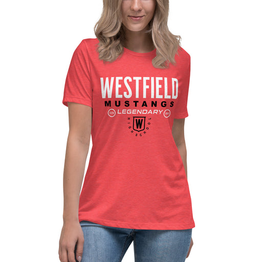 Westfield High School Mustangs Women's Heather Red T-shirt 003