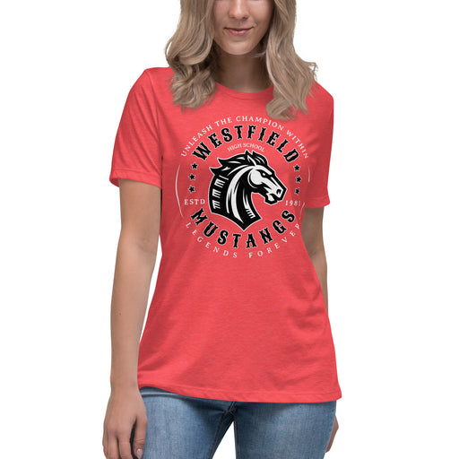 Westfield High School Mustangs Women's Heather Red T-shirt 214