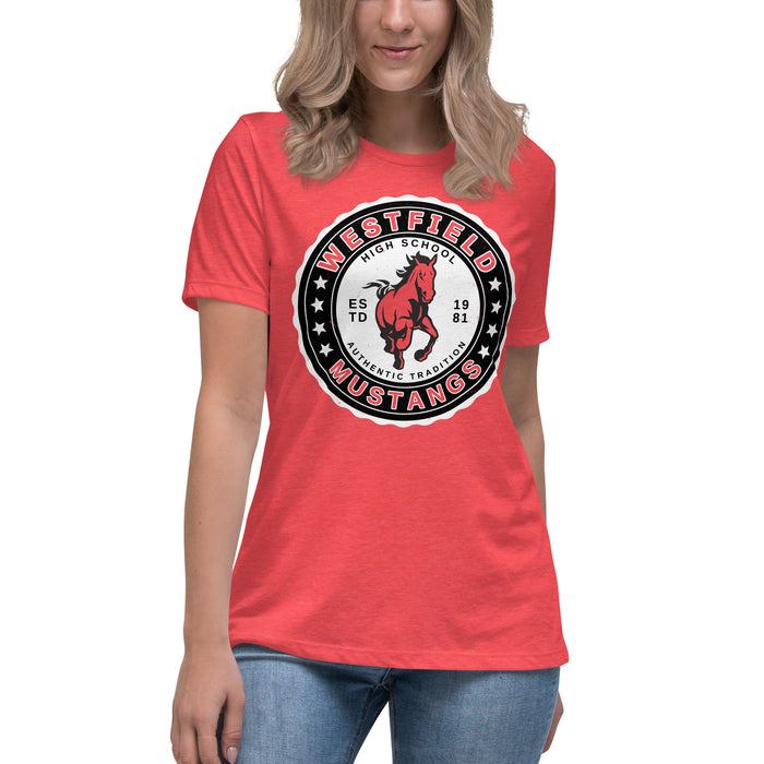 Westfield High School Mustangs Women's Heather Red T-shirt 216