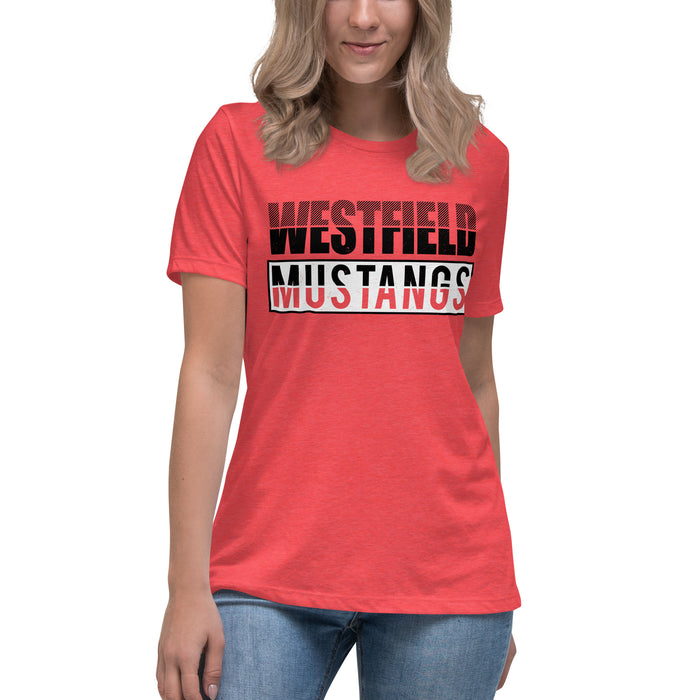 Westfield High School Mustangs Women's Heather Red T-shirt 031