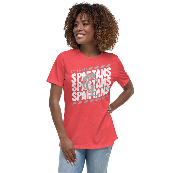 Woman wearing Cypress Lakes High School Spartans Heather Red Women's T-shirt 223