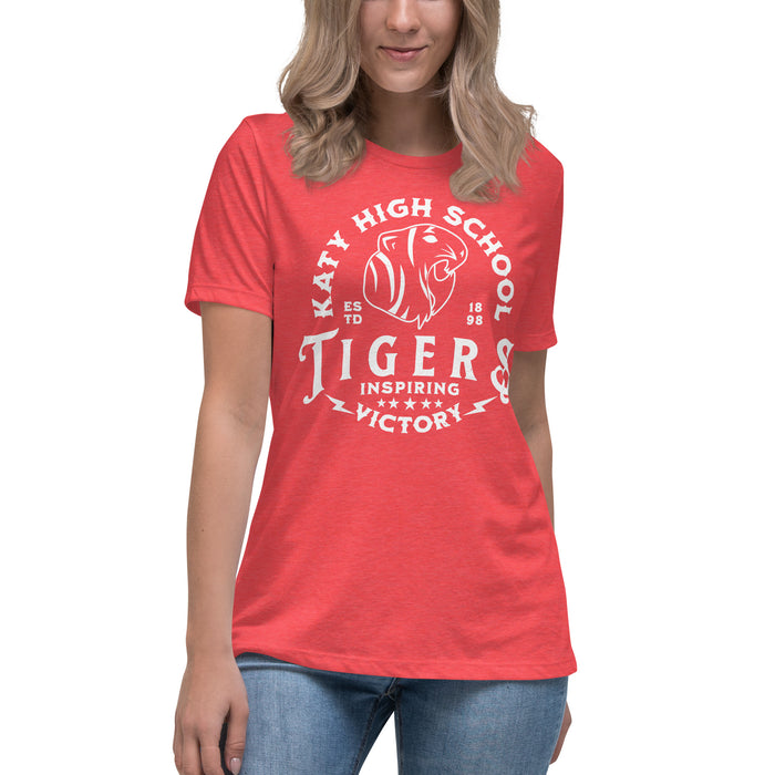 Student wearing Katy High School Tigers Women's Relaxed Fit T-shirt 206