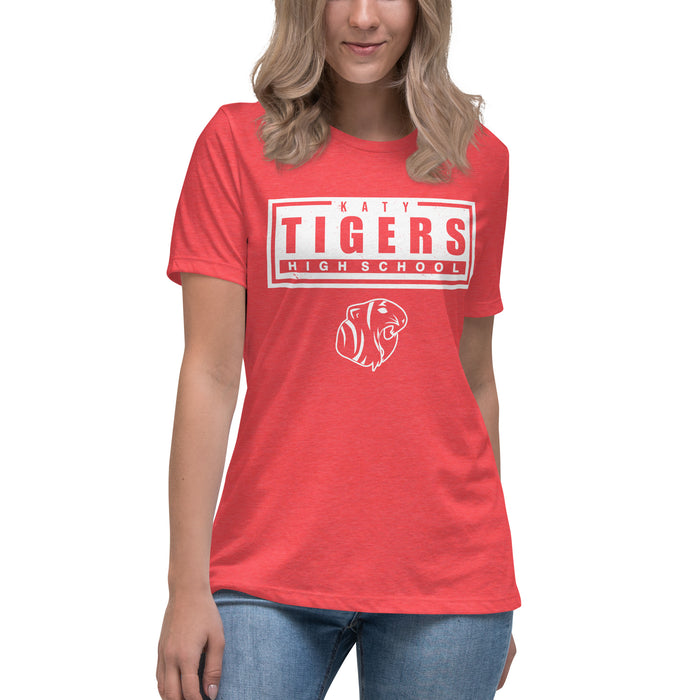 Student wearing Katy High School Tigers Women's Relaxed Fit T-shirt 049