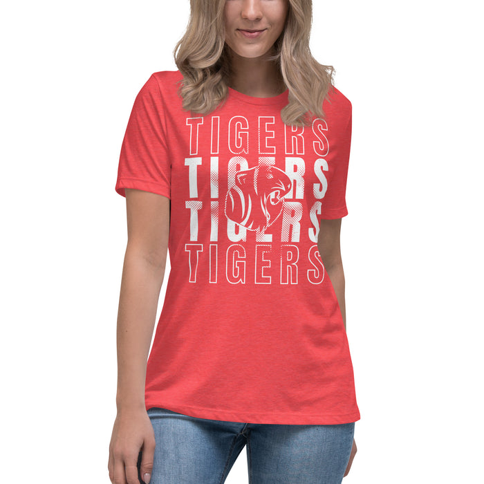 Woman wearing Katy High School Tigers Women's Relaxed Fit T-shirt 233