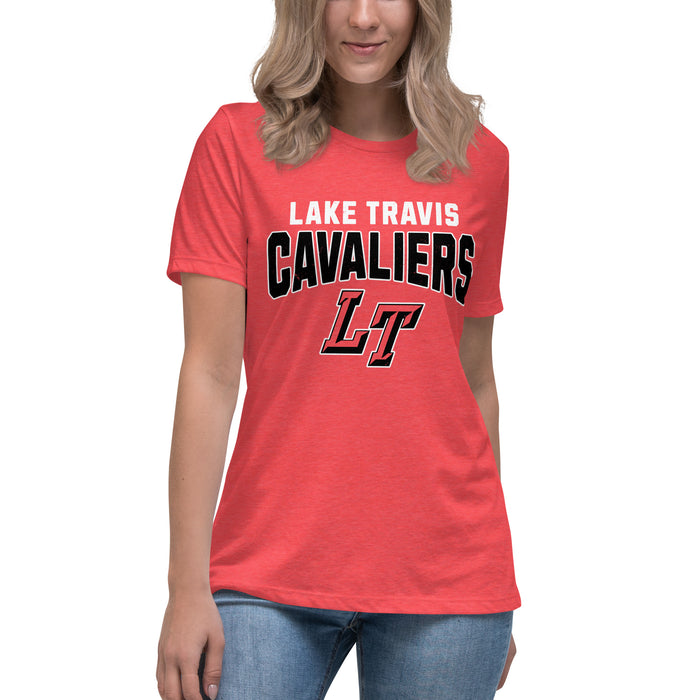 Woman wearing Lake Travis High School Cavaliers Women's Relaxed Fit T-shirt 234