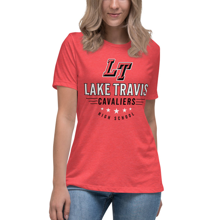Woman wearing Lake Travis High School Cavaliers Women's Relaxed Fit T-shirt 217