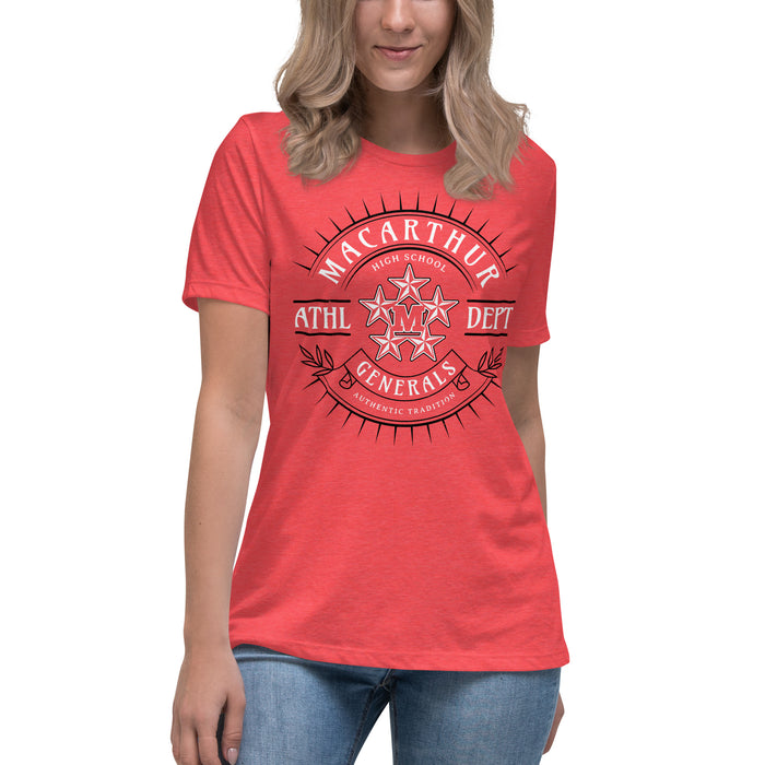 Student wearing MacArthur High School Generals Women's Relaxed Fit T-shirt 201