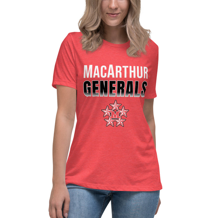 Student wearing MacArthur High School Generals Women's Relaxed Fit T-shirt 024