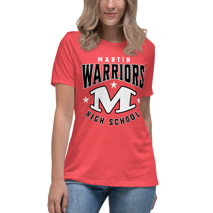 Young Lady wearing Martin High School Warriors Women's Relaxed Fit T-shirt 213