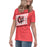 Side view of Tomball High School Cougars Women's Red Heather T-shirt 223