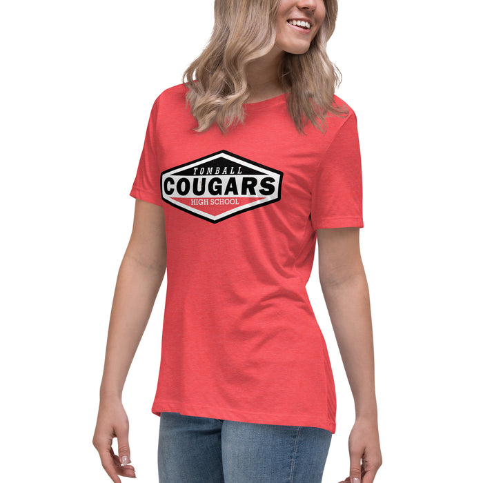 Side view of Tomball High School Cougars Women's Red Heather T-shirt 009