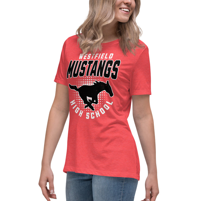 Side view of Westfield High School Mustangs Women's Heather Red T-shirt 203