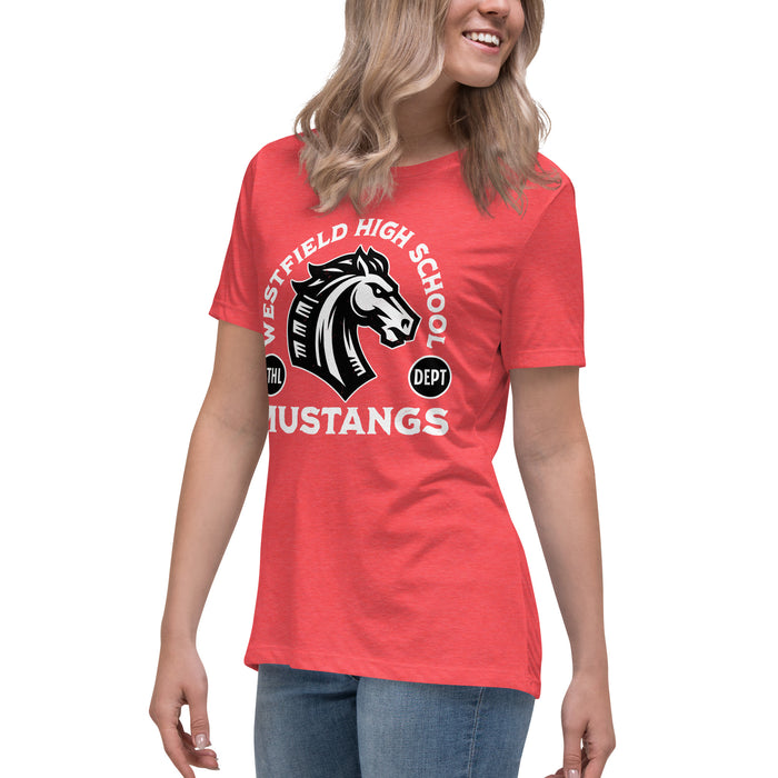 Side view of Westfield High School Mustangs Women's Heather Red T-shirt 208