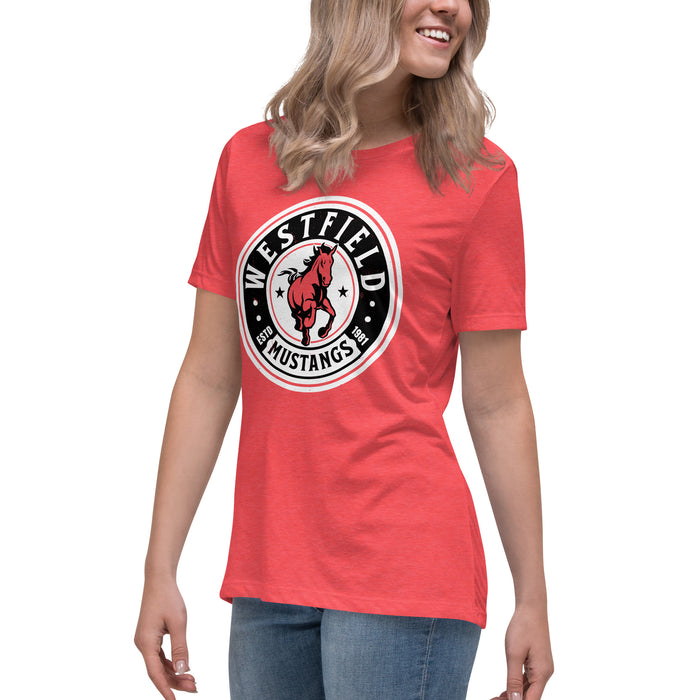 Side view of Westfield High School Mustangs Women's Heather Red T-shirt 220