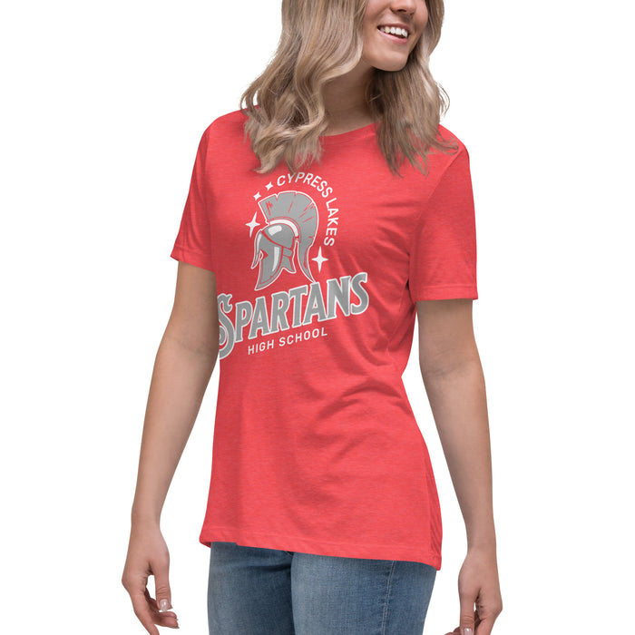 Side view of Cypress Lakes High School Spartans Heather Red Women's T-shirt 232