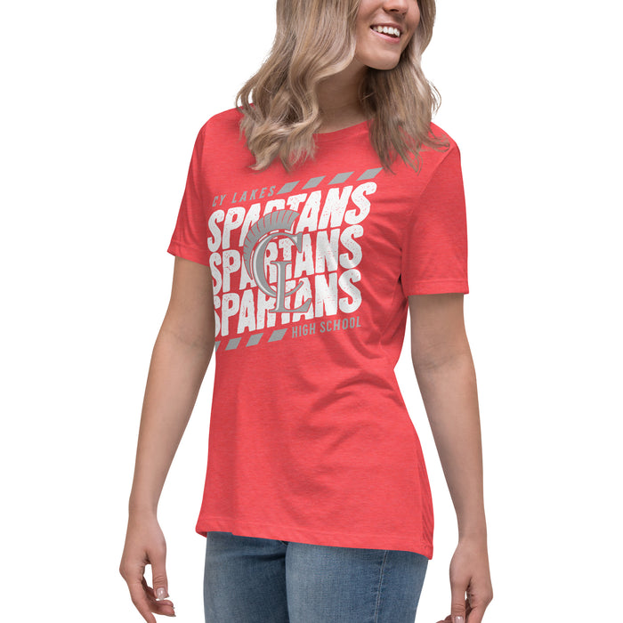 Side view of Cypress Lakes High School Spartans Heather Red Women's T-shirt 223